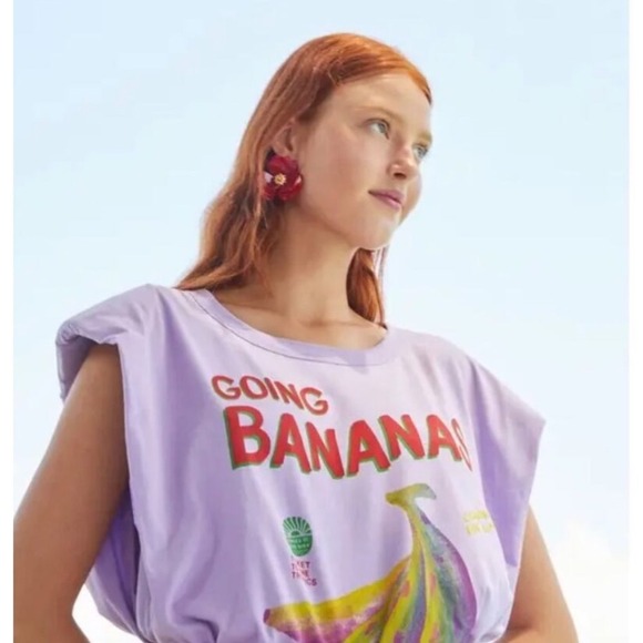 FARM Rio Going Bananas Graphic Print Muscle Tank Top - XS, Tropical - Picture 2 of 11
